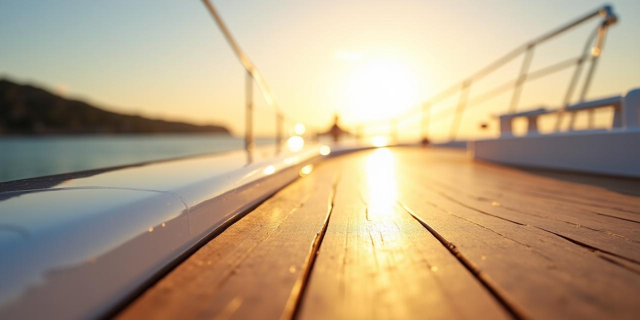 Vue sereine d'un pont de yacht au lever du soleil symbolisant la clarté et la confiance